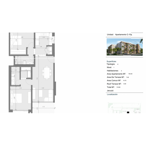 Квартира 2-комнатная 1+1 в Пунта-Кана (Пунта-Кана) площадь 65м², изображение 16