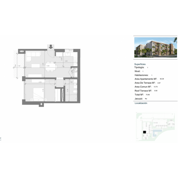 Квартира 2-комнатная 1+1 в Пунта-Кана (Пунта-Кана) площадь 65м², изображение 17